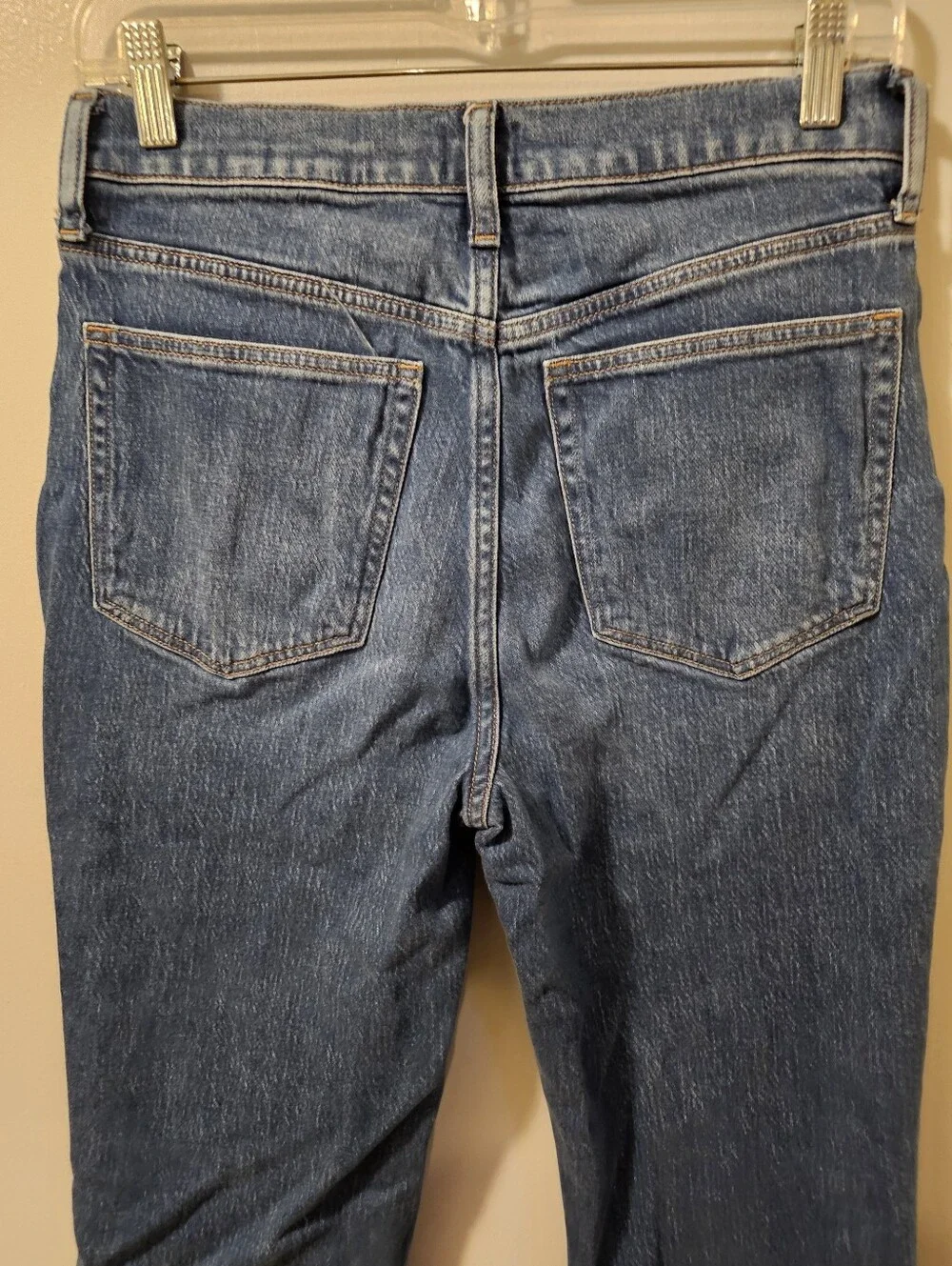 J.Crew Essential Straight Raw Hem Women's Size 28 Medium Blue Denim Jeans